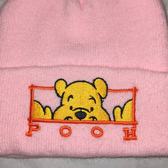 Pooh Bear Disney pink embroidered beanie hat - Picture 2 of 4